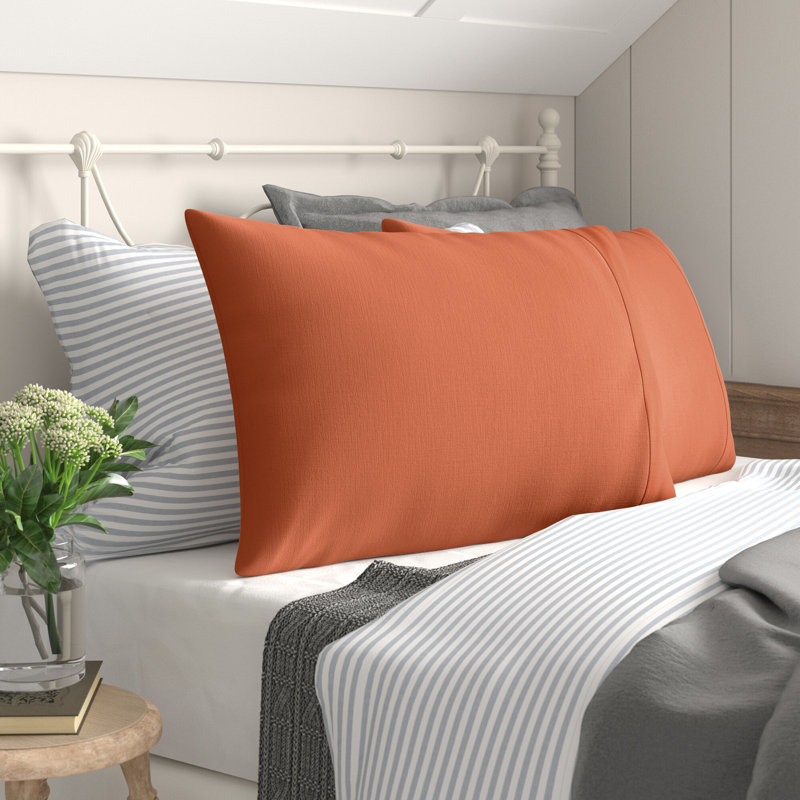 Jeffen Linen Blend Pillowcase Set, Rust, Standard