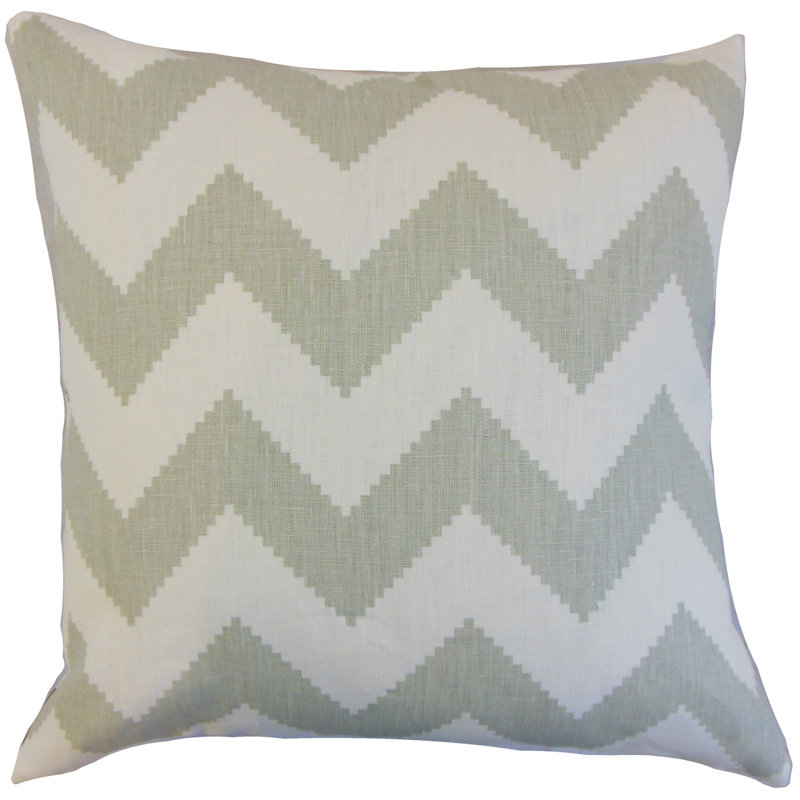Coussin en lin maillol zigzag, Fumée, 18 po x 18 po