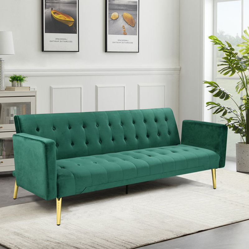 3 Seater Velvet Sofa, Green