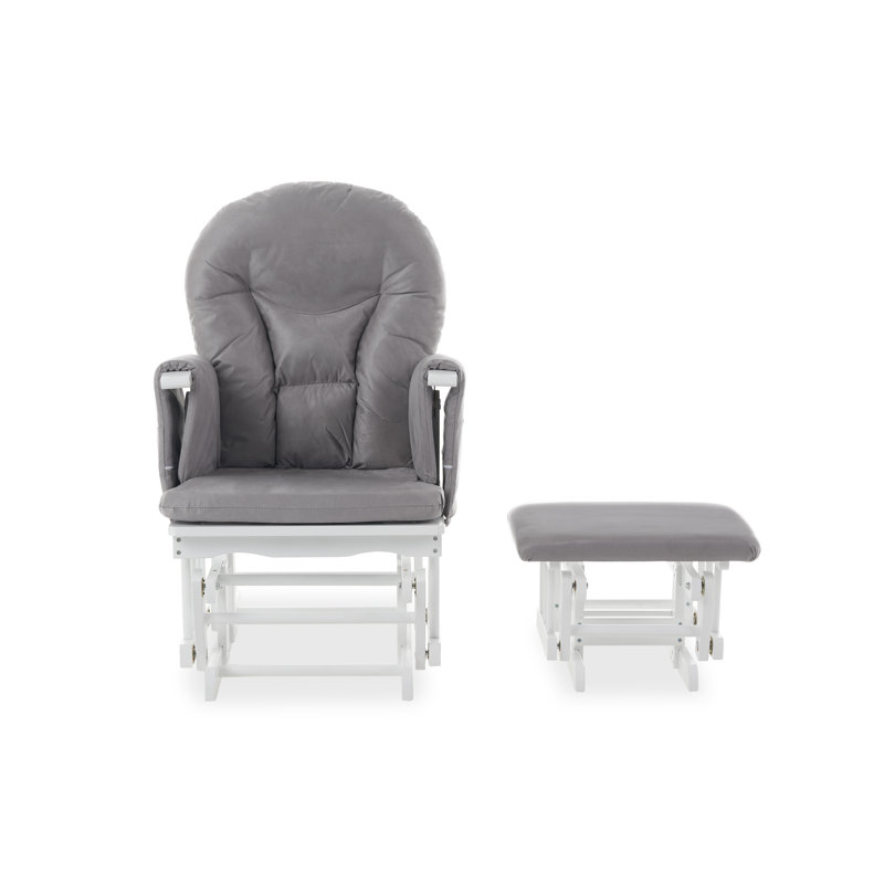 Reclining Glider Nursing Chair and Footrest, Grey