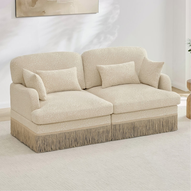 Canapé Comfy Chenille Leopard, 69.2" W, Beige