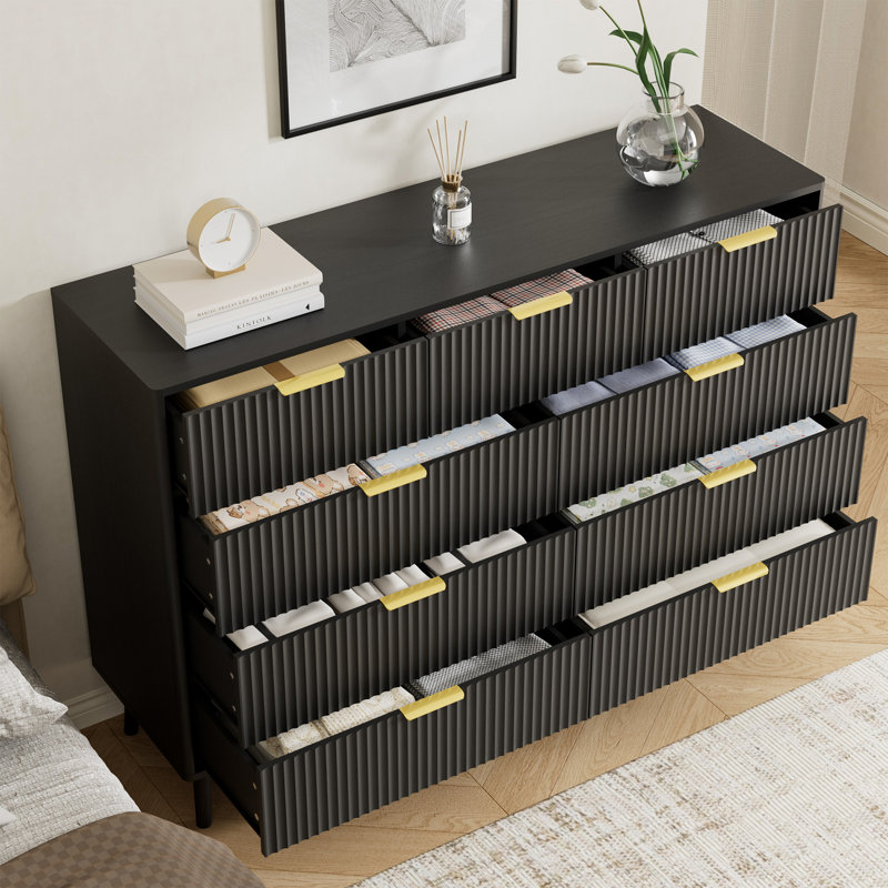 Ensemble de chambre à coucher 3 pièces (1 commode + 2 tables de chevet) (ensemble de 3), Noir
