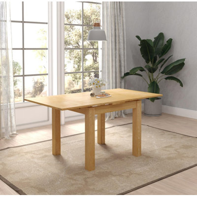 Hatcher 160 cm Extendable Oak Rectangular Wood Top Dining Table with Wood Base
