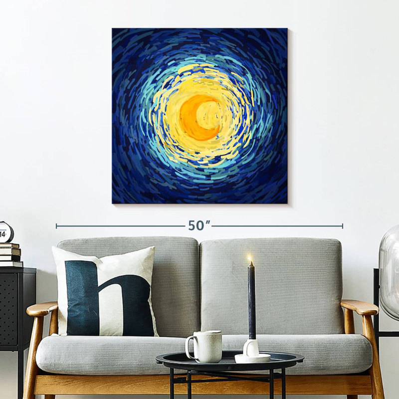 Lune jaune impressionniste Oberle, H 30 po x l 30 po