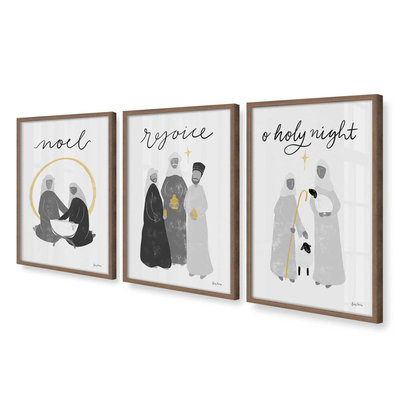 Silent Shelherd's Light, ensemble de 3 reproductions d'art, 16 po x 12 po, Noyer