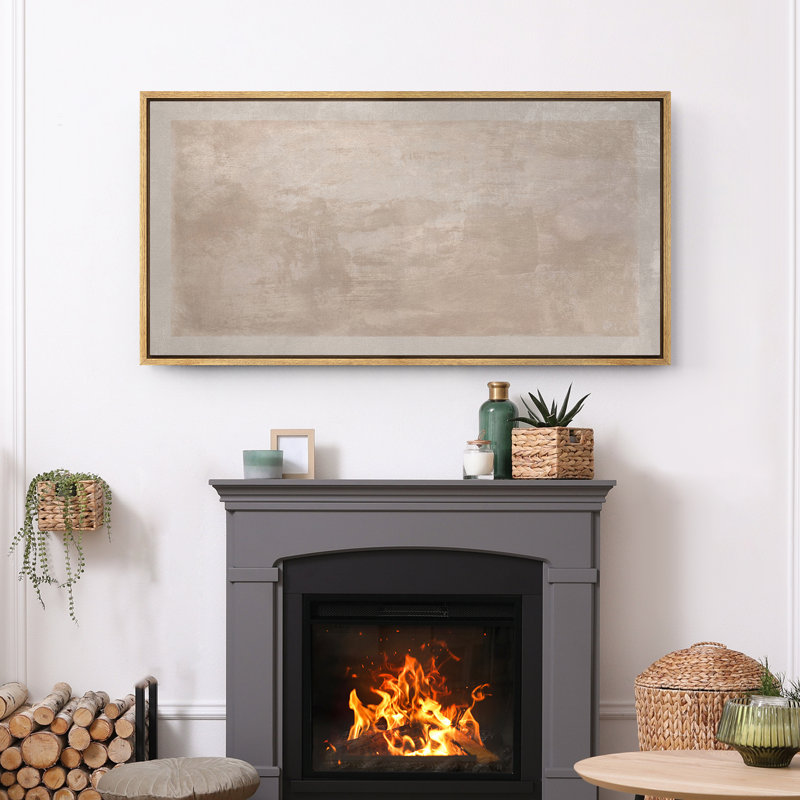Grande impression sur toile encadrée, reproduction abstraite neutre pour décor minimaliste moderne, Naturel