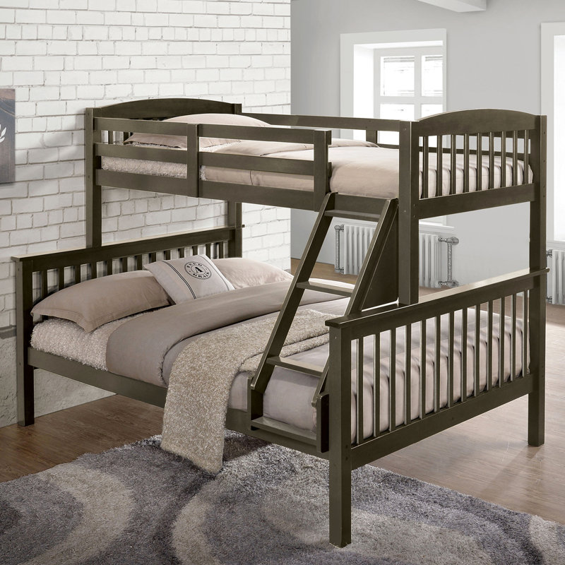 Lit transitionnel gris de style transitionnel avec lit en angle massif à lattes, lit double simple en bois franc massif, l 60 po de largeur, 81 po de profondeur, H 68 po de hauteur pour la chambre à coucher