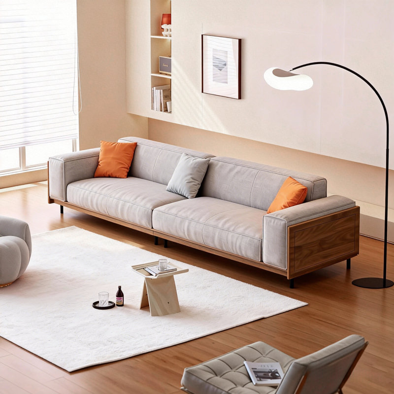 Generously Proportioned 2.8-Metre Sofa in Walnut Fabric, 4-5 Seater, Crafted with a Sturdy Solid Wood Frame and Comfort-Focused High Resilience Cushions King Size