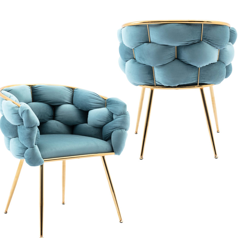Chaise de luxe en velours simple pour commode de chambre à coucher ou table de manucure Hobert, 2, Bleu