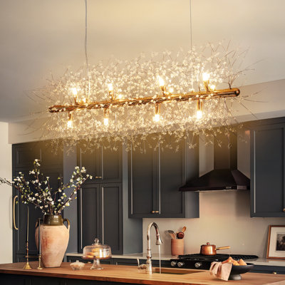 Dandelion 12-Light Starburst Ceiling Lighting Kitchen Island Crystal Firework Chandelier