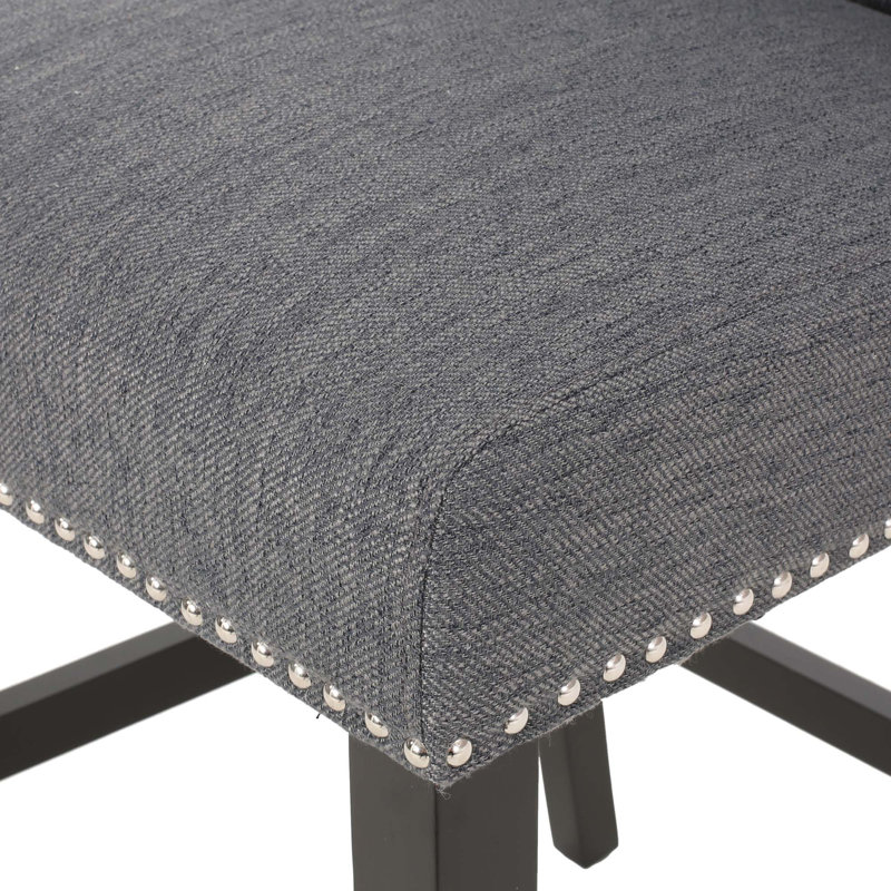 Tabouret de comptoir contemporain capitonné à oreilles en tissu, ensemble de 2, Gris
