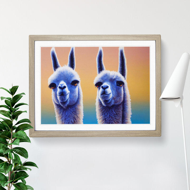 A Miraculous Llamas - Framed Print, 46cm H x 64cm W x 2cm D, Oak Framed