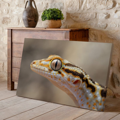 Canvas A Close Up Of A Vibrant Gecko Showcasing Its Intricate Wall Art Skin Texture With A Myriad Of Tiny Scales In Shades Bringing Canvas Wall Art