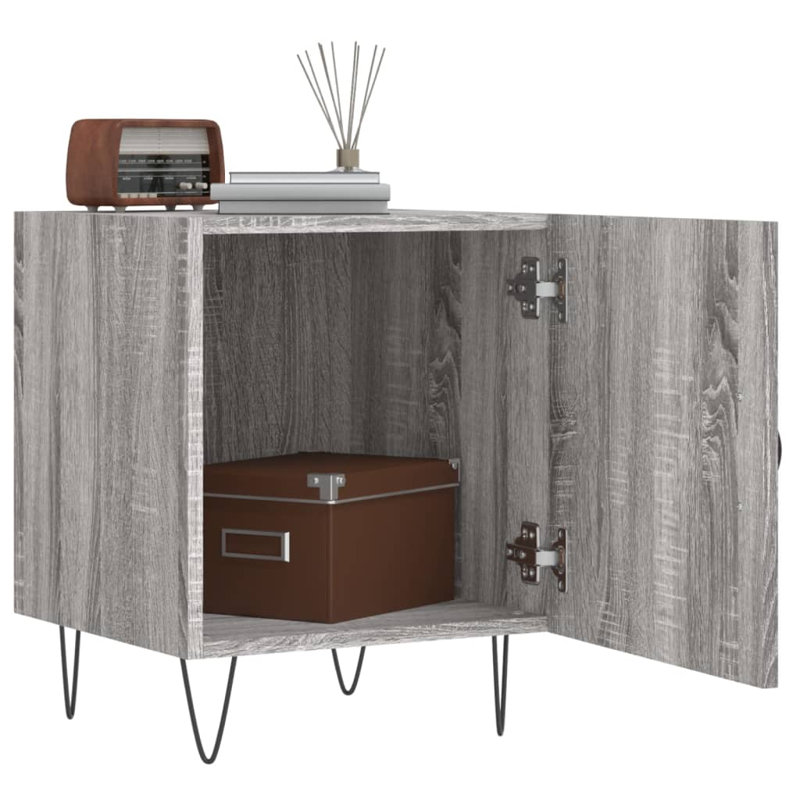 40 cm W Iron Bedside Table, Grey Sonoma
