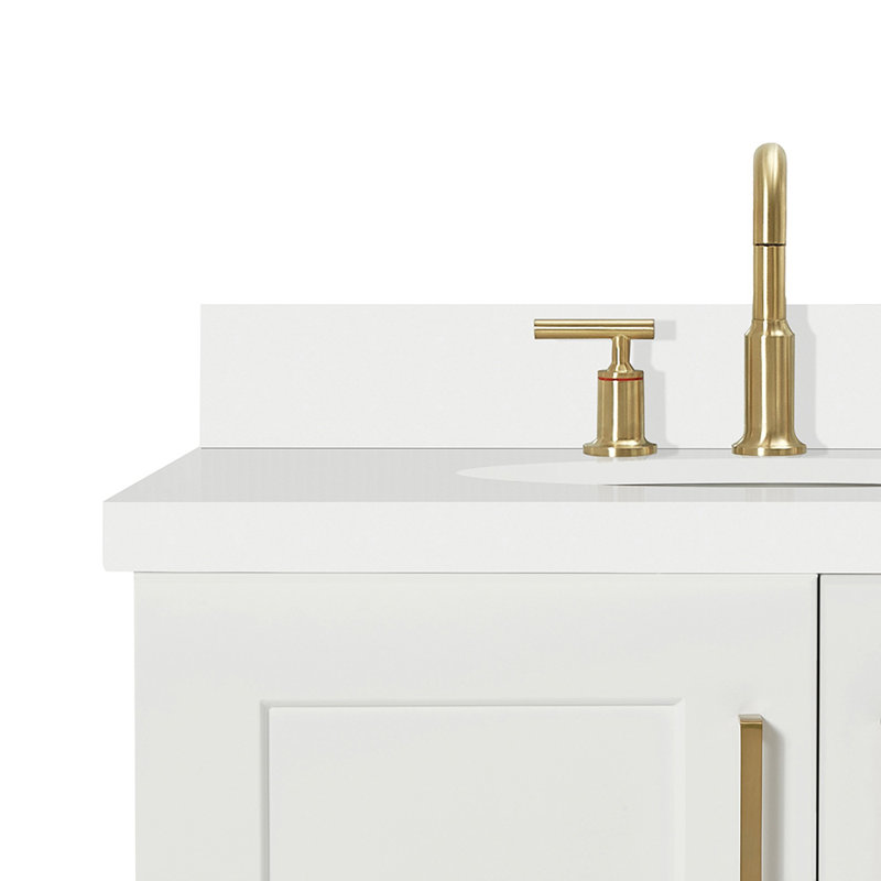 31 IN.  Single Bathroom Vanity, White, Oval, White Quartz