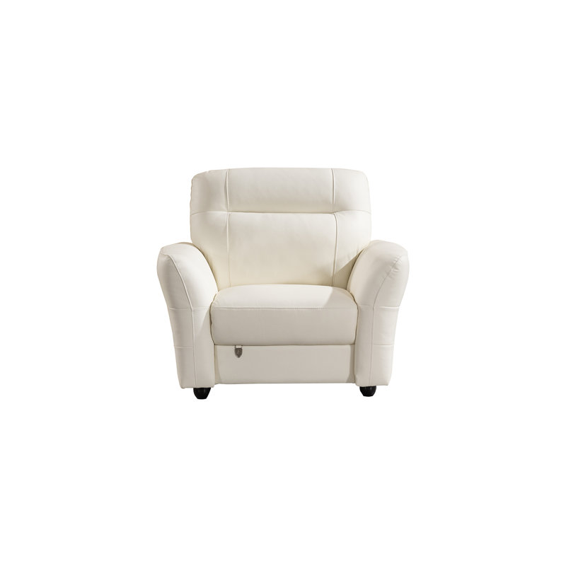 Fauteuil club en cuir fleur 43 po Saltaire, Cuir véritable gris