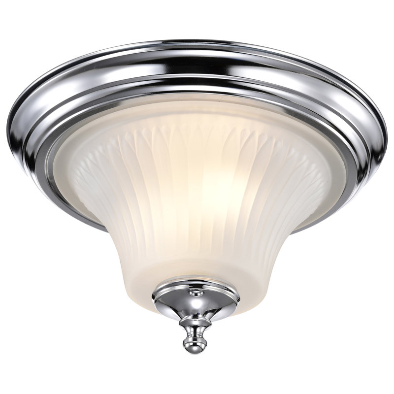 Hinde Glass Flush Mount, 8.25" H x 13.25" W, Polished Chrome