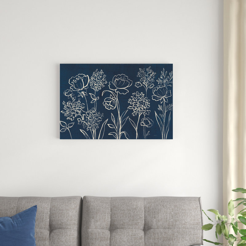 Indigo floral I, H 20 po x l 30 po x P 1,25 po