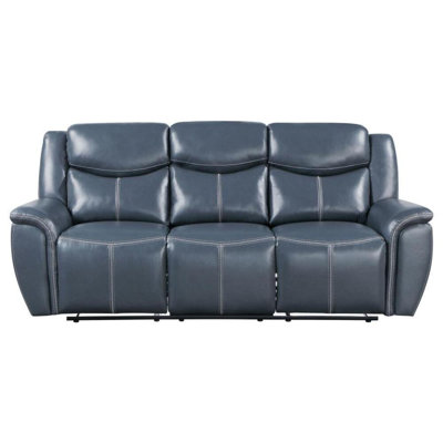 Auriyah Upholstered Padded Arm Reclining Sofa Blue