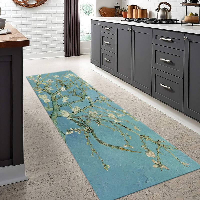 Exquisite Non-Woven Thin Type Floral Printed Rug Enhancing Your Room's Ambiance with Its Elegant Design and Vibrant Colors