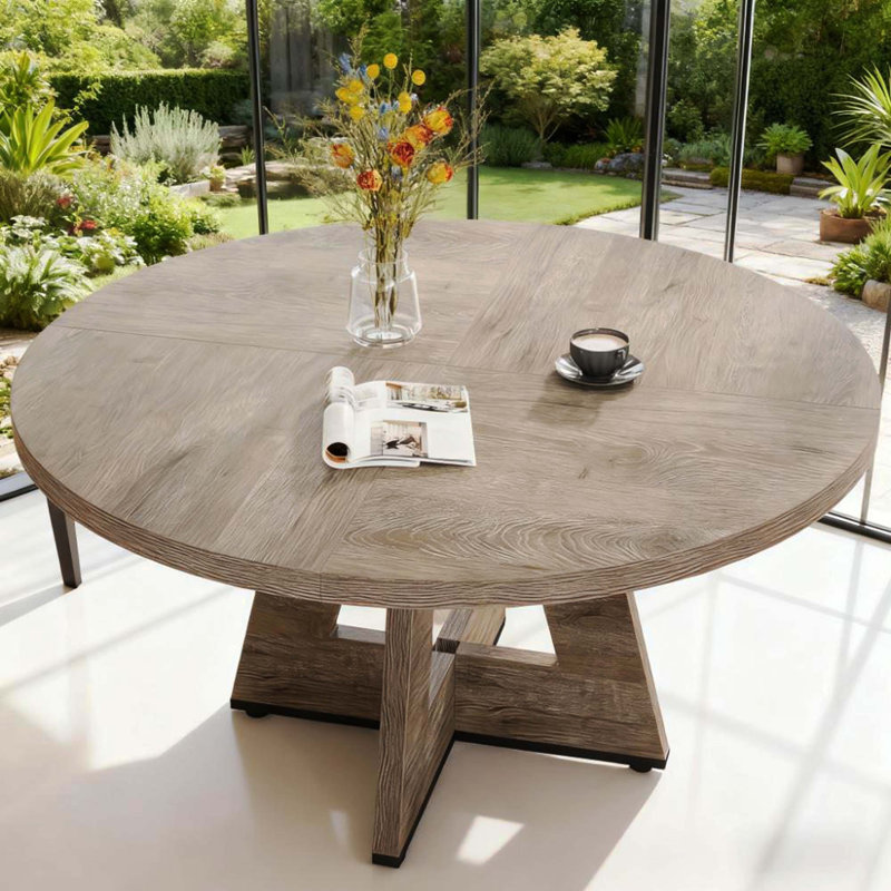 Table de salle à manger ronde en bois massif de 47 pouces pour un usage domestique