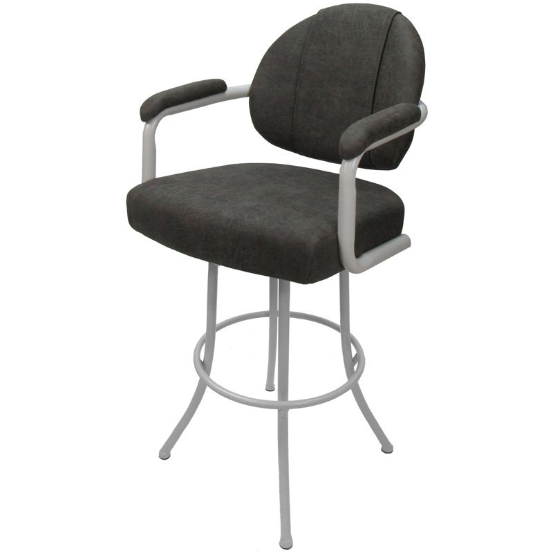 Tabouret de bar Gurteerith, Mélange de polyester gris foncé / blanc, Extra Tall (34" Seat Height)