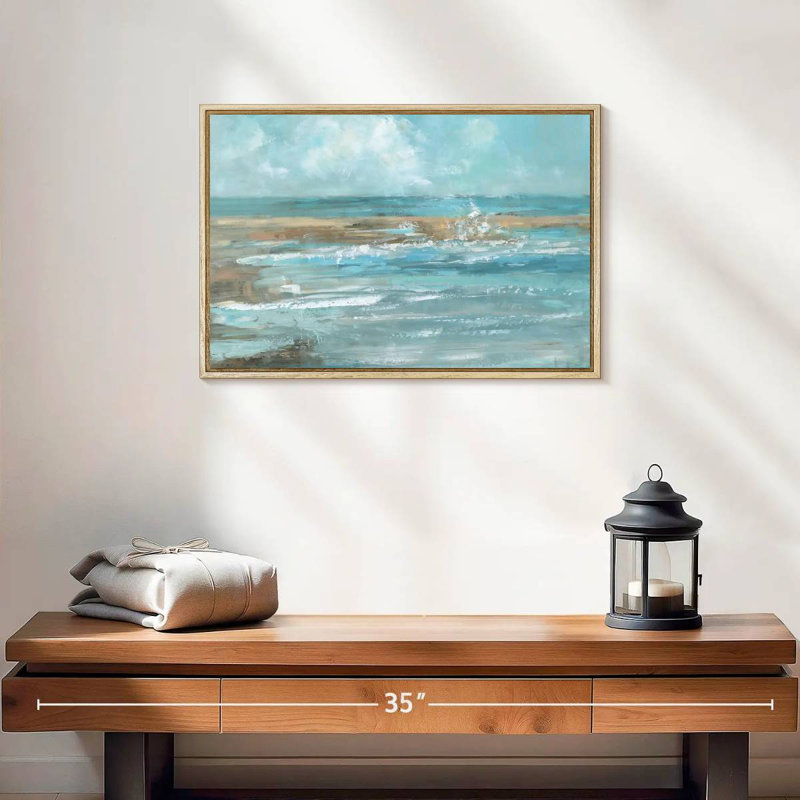 Breaking Waves IV, Cadre flottant en bois naturel, 19 po x 13 po