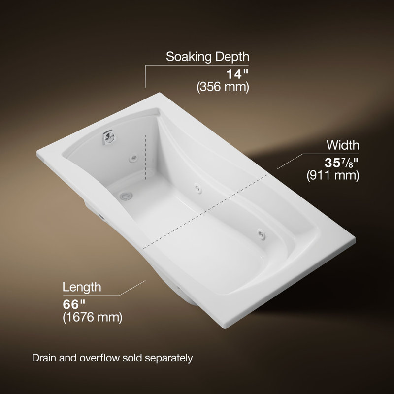 Mariposa 66" x 35.875" Whirpool Bathtub, White