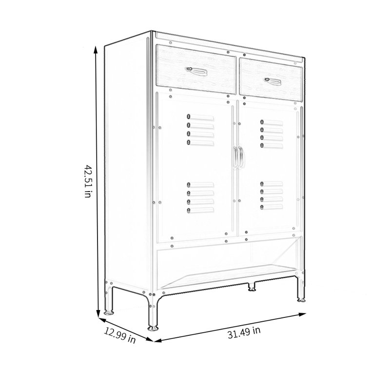 Armoire à chaussures industrielle en fer avec porte en fer