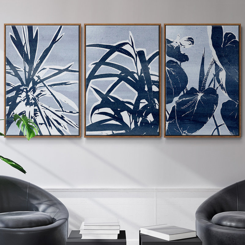 «Plant Life I», ensemble de 3 toiles encadrées, Noyer, H 36 po x l 72 po