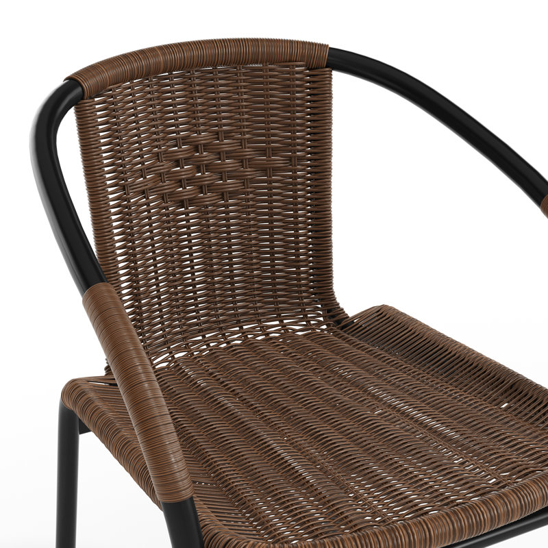 Justin Rattan Indoor-Outdoor Restaurant Stack Chair, Dark Brown