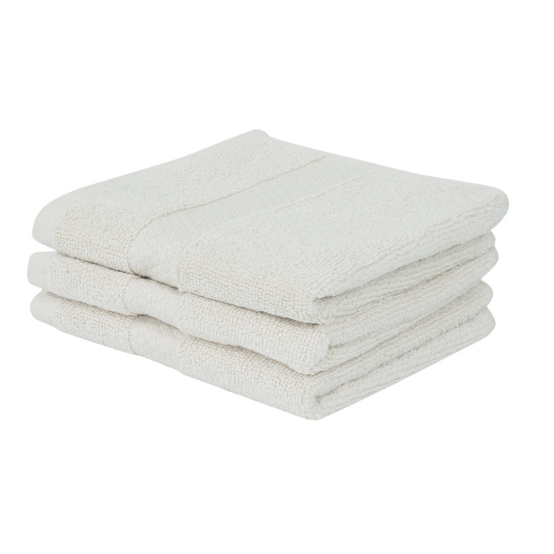 Ensemble de débarbouillettes 100% coton Splash Splash, débarbouillettes et débarbouillettes en coton doux absorbant 550 g / m² pour salle de bain, spa et usage quotidien, certifié OEKO-TEX, paquet de 3, ivoire