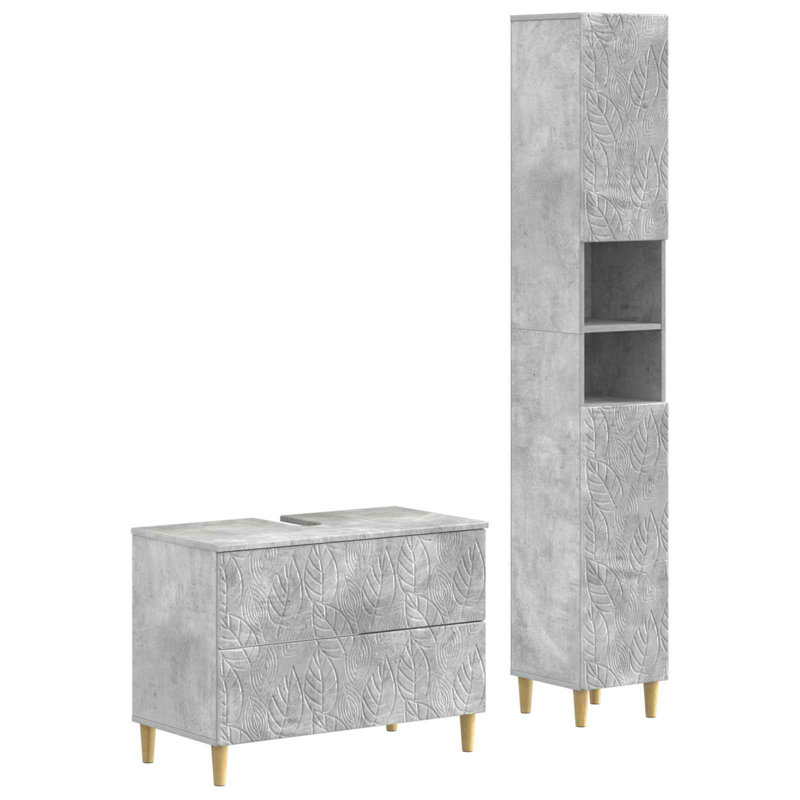 Bathroom Storage Furniture Set, Concrete Grey