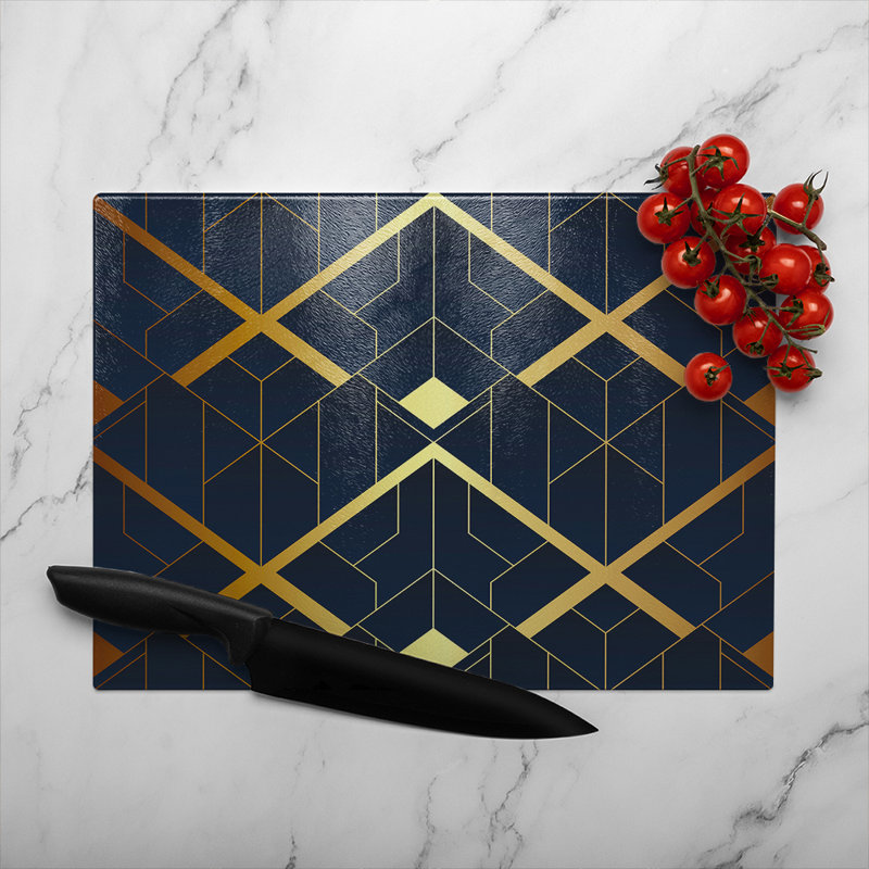 Luxury Art Deco Glass Chopping Board, 28cm L x 20cm W