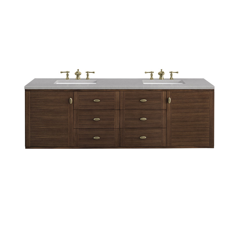 Amberly Double Bathroom Vanity Set, Carrara White, 72", 8" Widespread