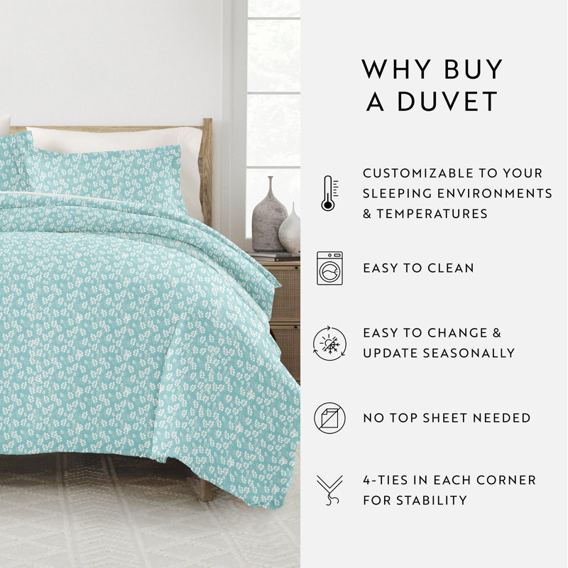 Becky Cameron Floral Duvet Cover, Pale Blue, King Duvet Cover + 2 Shams