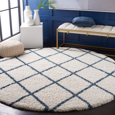 Feltner Geometric Ivory/Slate Blue Area Rug