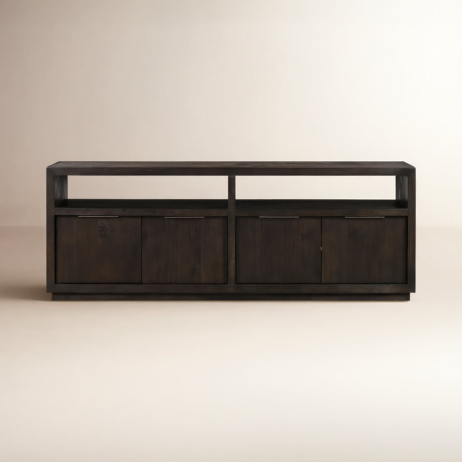 Eloise 74 " Glass Acacia TV Stand, Basalt Gray