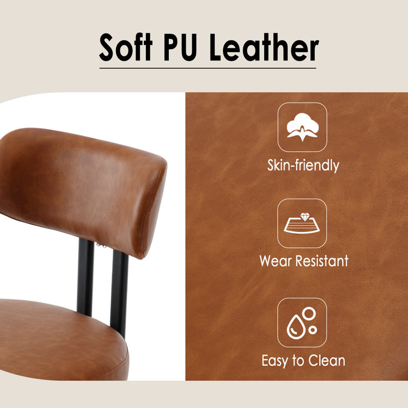Maelynn Dining room chairs made of PU leather with metal legs, brown