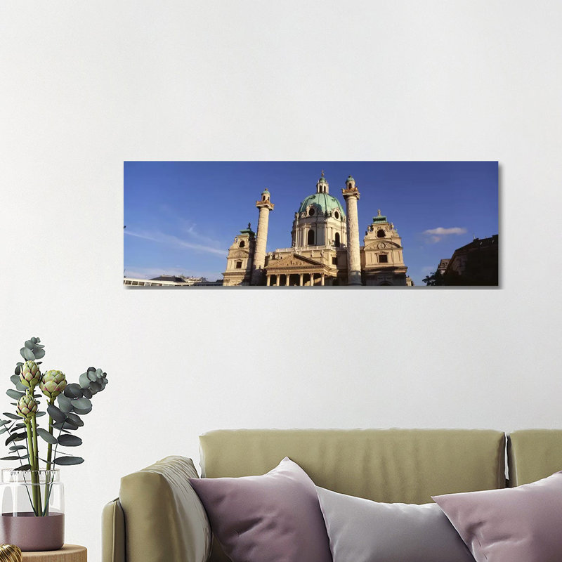 Austria, Vienna, Facade Of St. Charles Church - Wrapped Canvas Panoramic Print, 121.92 cm H x 40.64 cm W x 1.91 cm D