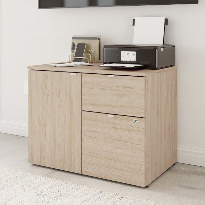 Bush Business Furniture Stratus 30W Office Storage Cabinet With Drawers, Natural Elm