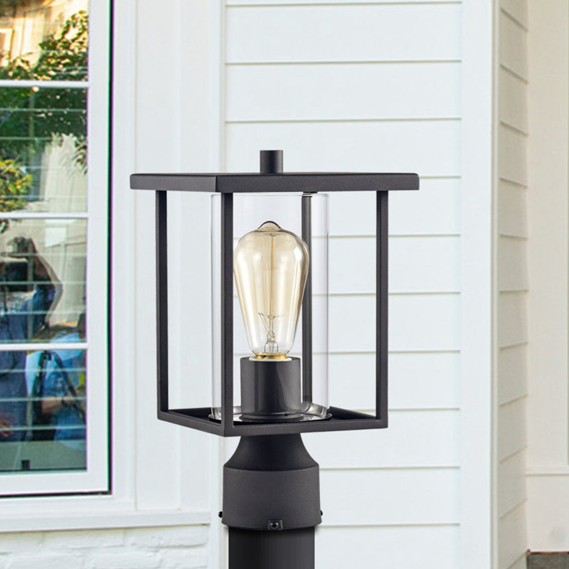 Tête de lanterne d'extérieur en verre transparent noir Albury H 12,5 po