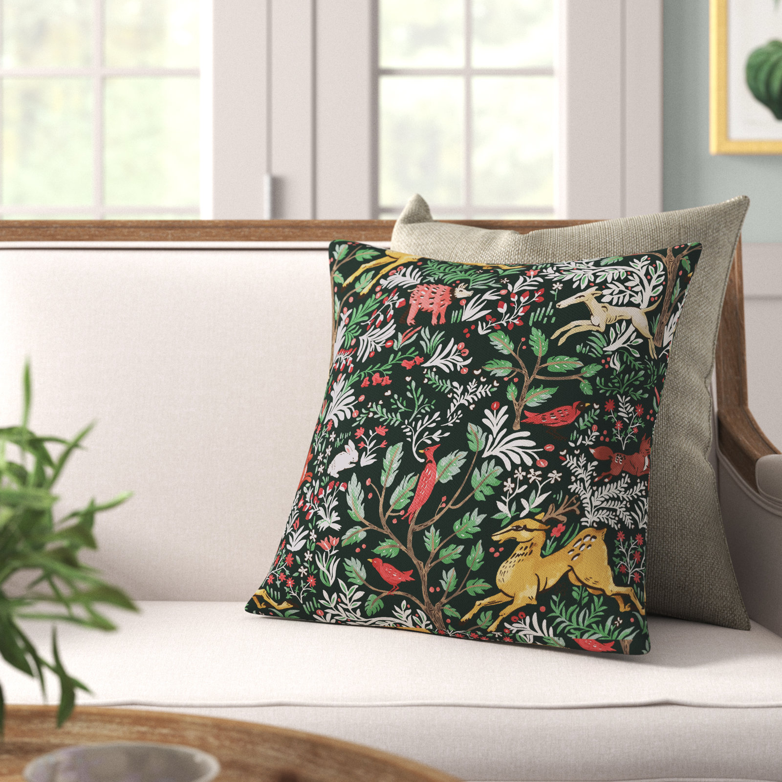 Foxe 22" x 22" Pillow Cover and Insert, 18" x 18", Green