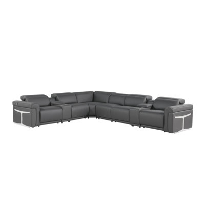 Suhur 8-Piece Top Grain Italian Leather Power Reclining Chaise Sectional