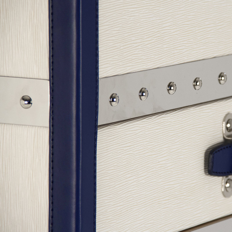 Adalyn Glam White Ash Wood Accent Chest with Silver Hardware