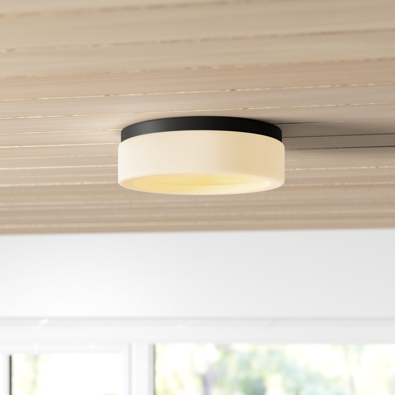 Helmes Single Light Flush Mount, Midnight Black