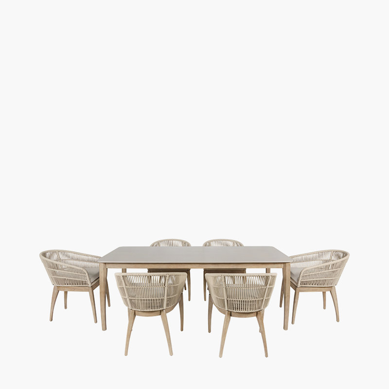 Geraldo 6 - Person Acacia Patio Dining Set with Rectangular Table , Cushions Included