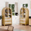 Armoire de rangement arquée moderne avec tiroirs en rotin et portes en verre, huche à 3 niveaux avec 2 grands tiroirs de rangement-40802745