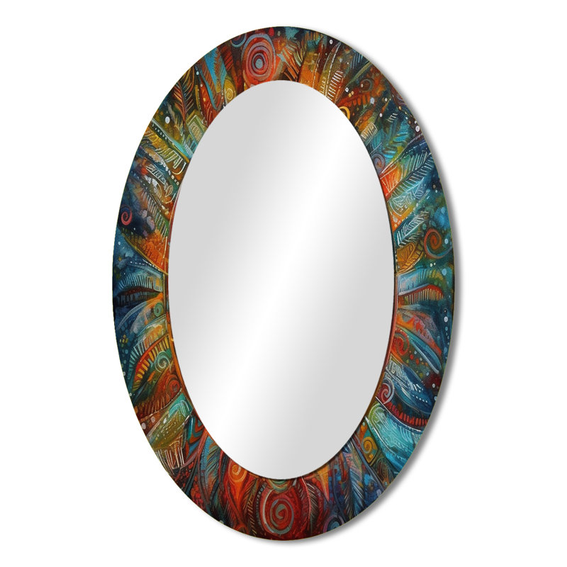 Abstrait spirituel chamanique abstrait - miroir mural moderne multicolore, 36 po x 24 po