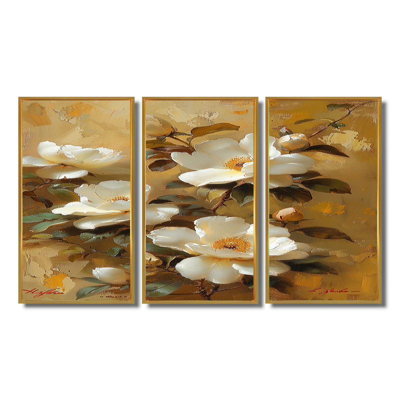 Kaminski - ensemble d'art mural pivoines, Doré, H 32 po x l 48 po